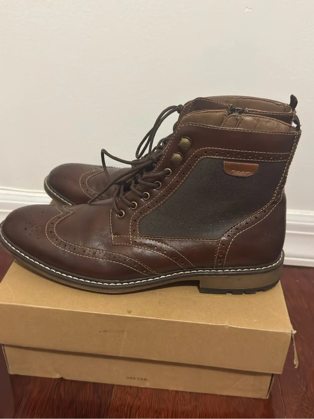 Sonoma Vitalize Ankle Boots Oxford Styled Chelsea Wingtip Men Brown Shoes 12 Med